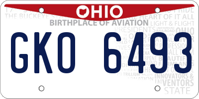 OH license plate GKO6493