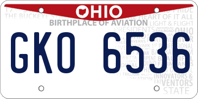 OH license plate GKO6536