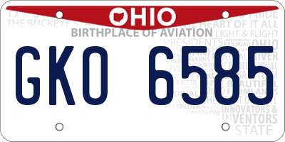 OH license plate GKO6585