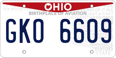 OH license plate GKO6609