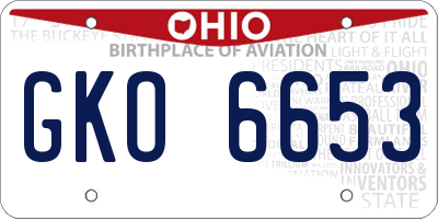 OH license plate GKO6653