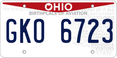OH license plate GKO6723