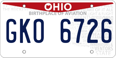 OH license plate GKO6726