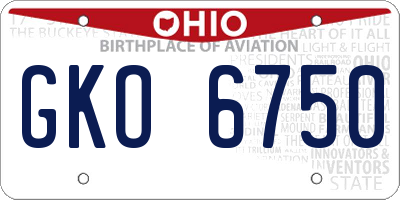 OH license plate GKO6750