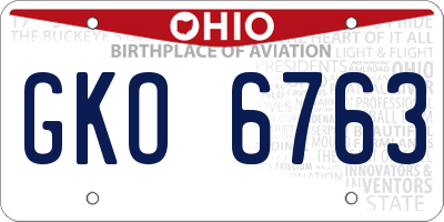 OH license plate GKO6763