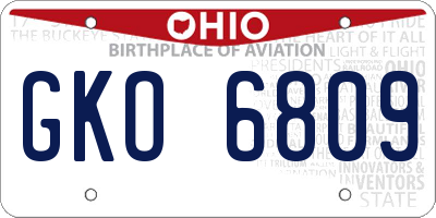 OH license plate GKO6809