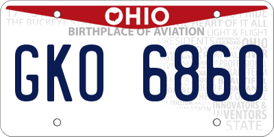 OH license plate GKO6860