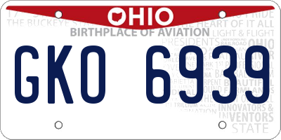 OH license plate GKO6939