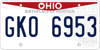 OH license plate GKO6953