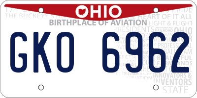 OH license plate GKO6962