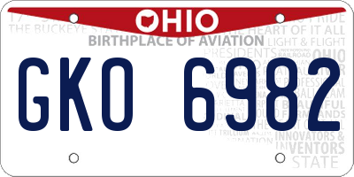 OH license plate GKO6982