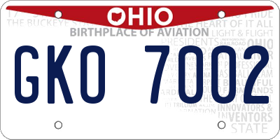 OH license plate GKO7002