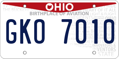 OH license plate GKO7010