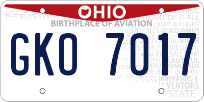 OH license plate GKO7017