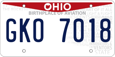 OH license plate GKO7018