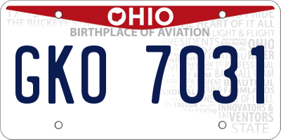 OH license plate GKO7031