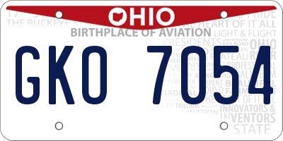 OH license plate GKO7054