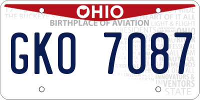 OH license plate GKO7087