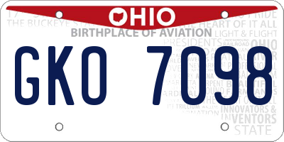 OH license plate GKO7098