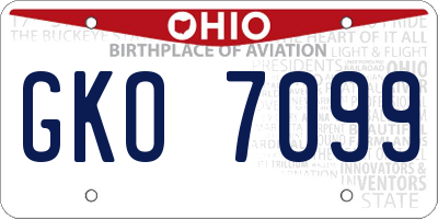 OH license plate GKO7099