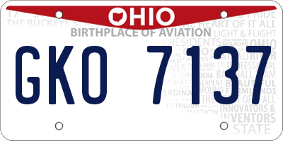 OH license plate GKO7137