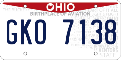 OH license plate GKO7138