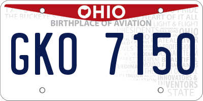 OH license plate GKO7150