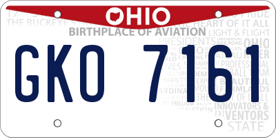 OH license plate GKO7161