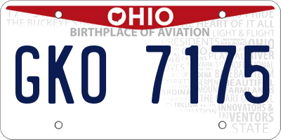 OH license plate GKO7175