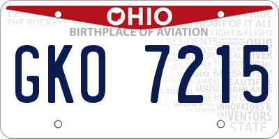OH license plate GKO7215