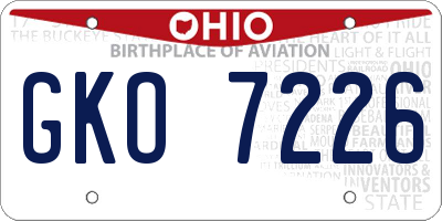 OH license plate GKO7226