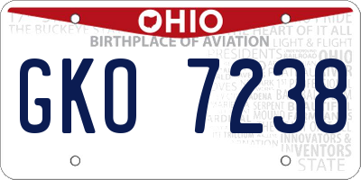 OH license plate GKO7238