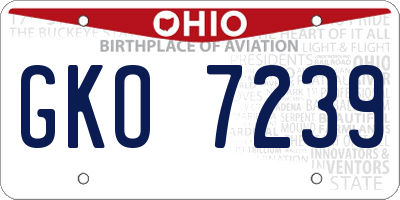 OH license plate GKO7239