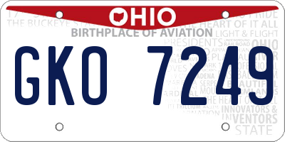 OH license plate GKO7249