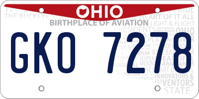 OH license plate GKO7278