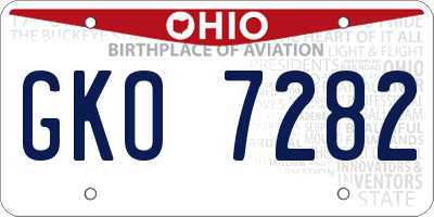 OH license plate GKO7282