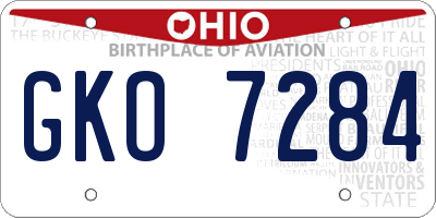 OH license plate GKO7284