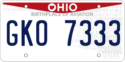 OH license plate GKO7333