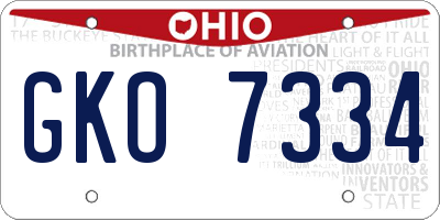 OH license plate GKO7334