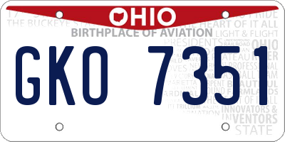 OH license plate GKO7351