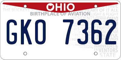 OH license plate GKO7362