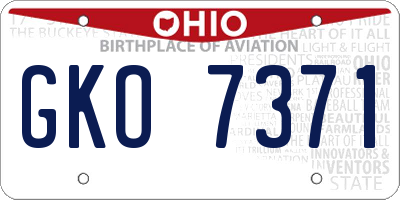 OH license plate GKO7371