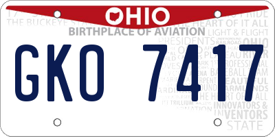 OH license plate GKO7417
