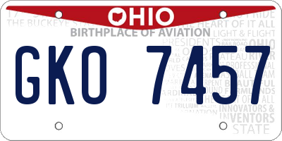 OH license plate GKO7457