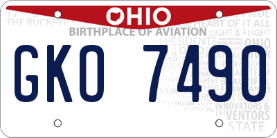 OH license plate GKO7490