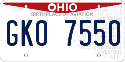 OH license plate GKO7550