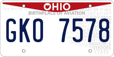 OH license plate GKO7578