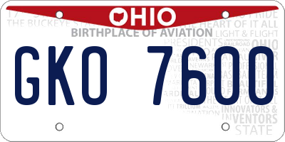 OH license plate GKO7600