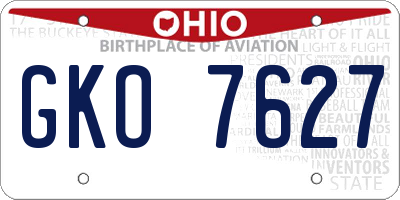 OH license plate GKO7627
