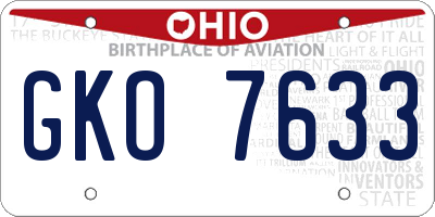 OH license plate GKO7633